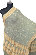 Grey Pure Georgette Bandhani Rai Bandhej Dupatta