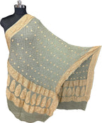 Grey Pure Georgette Bandhani Rai Bandhej Dupatta