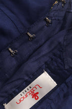 Blue Hand Painted Pure Silk V Neck Non Padded Stitched Blouse - Luxurion World