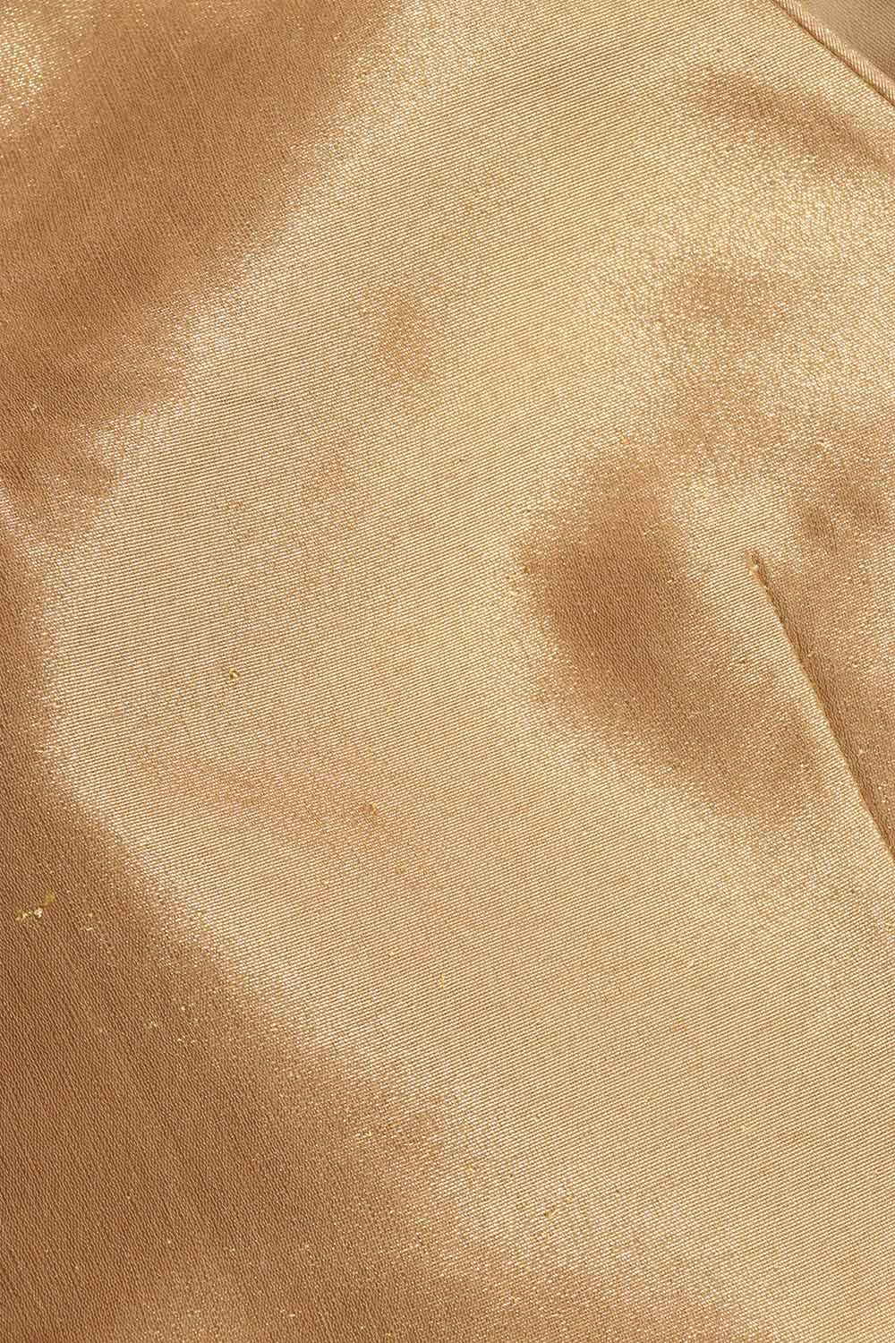 Golden Tissue Silk V neck Sleeveless Non Padded Stitched Blouse - Luxurion World