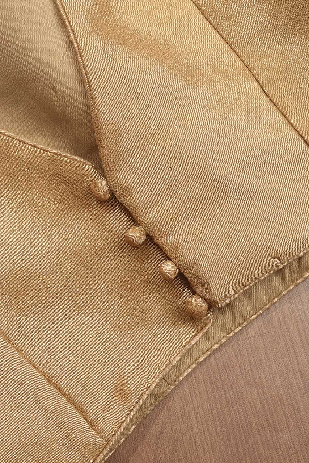 Golden Tissue Silk V neck Sleeveless Non Padded Stitched Blouse - Luxurion World