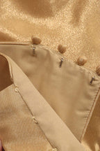 Golden Tissue Silk V neck Sleeveless Non Padded Stitched Blouse - Luxurion World