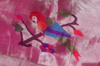 Pink Handloom Paithani Brocade Pure Tissue Silk V Neck Non Padded Parrot Design Stitched Blouse - Luxurion World