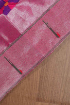 Pink Handloom Paithani Brocade Pure Tissue Silk V Neck Non Padded Parrot Design Stitched Blouse - Luxurion World