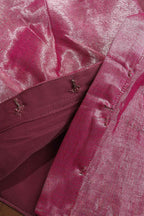 Pink Handloom Paithani Brocade Pure Tissue Silk V Neck Non Padded Parrot Design Stitched Blouse - Luxurion World
