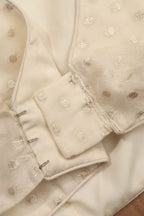 Dyeable Banarasi Polka Dot Chanderi Silk U Neck Sleeveless Non Padded Stitched Blouse with Back Knot - Luxurion World
