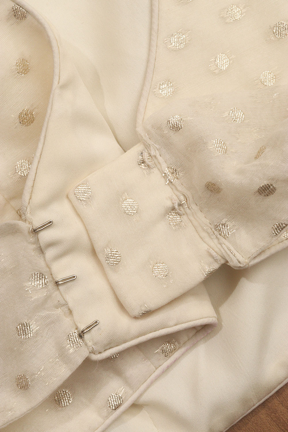 Dyeable Banarasi Polka Dot Chanderi Silk U Neck Sleeveless Non Padded Stitched Blouse with Back Knot - Luxurion World