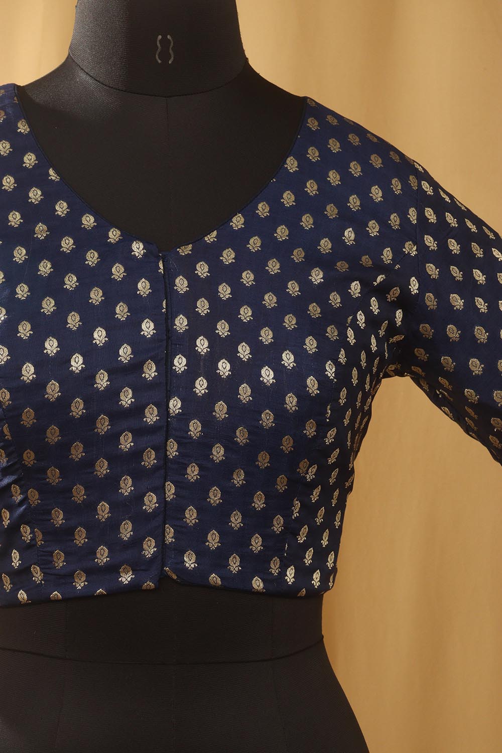 Blue Banarasi Silk Booti Design V Neck Non Padded Stitched Blouse - Luxurion World