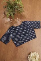 Blue Banarasi Silk Booti Design V Neck Non Padded Stitched Blouse - Luxurion World