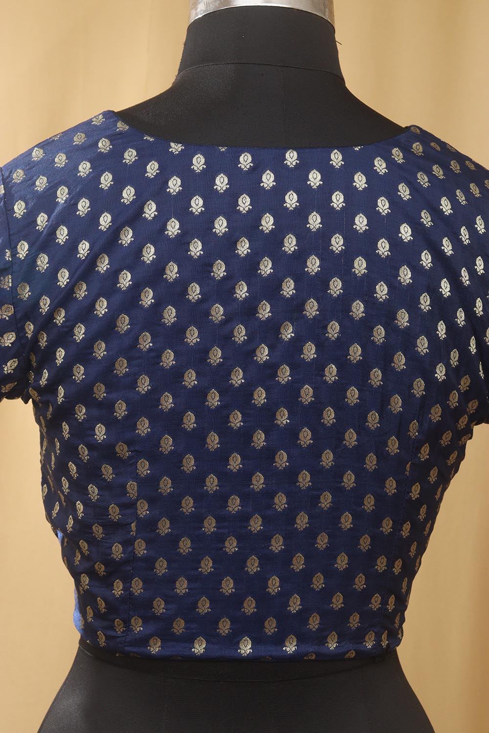 Blue Banarasi Silk Booti Design V Neck Non Padded Stitched Blouse - Luxurion World