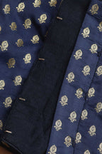 Blue Banarasi Silk Booti Design V Neck Non Padded Stitched Blouse - Luxurion World