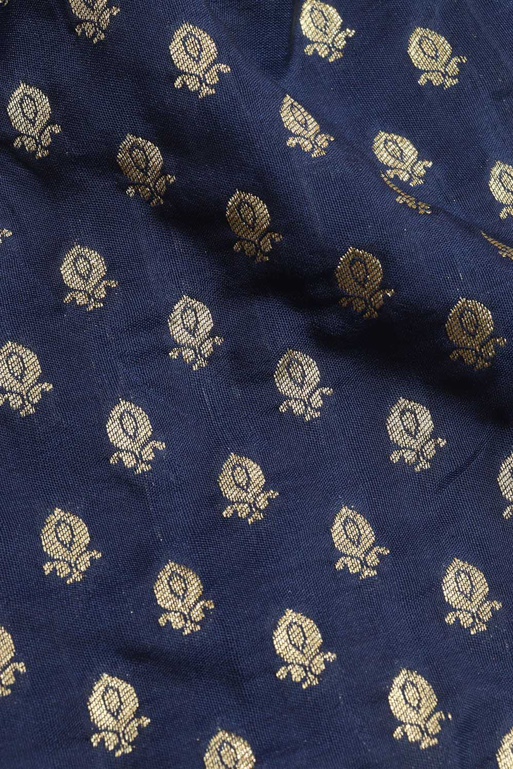 Blue Banarasi Silk Booti Design V Neck Non Padded Stitched Blouse - Luxurion World