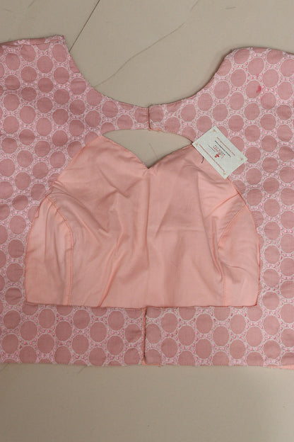 Stylish Pink Chikankari Cotton Non Padded Blouse - Luxurion World