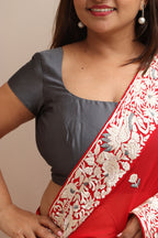 Simple Elegance: Grey Silk Non Padded Blouse - Luxurion World