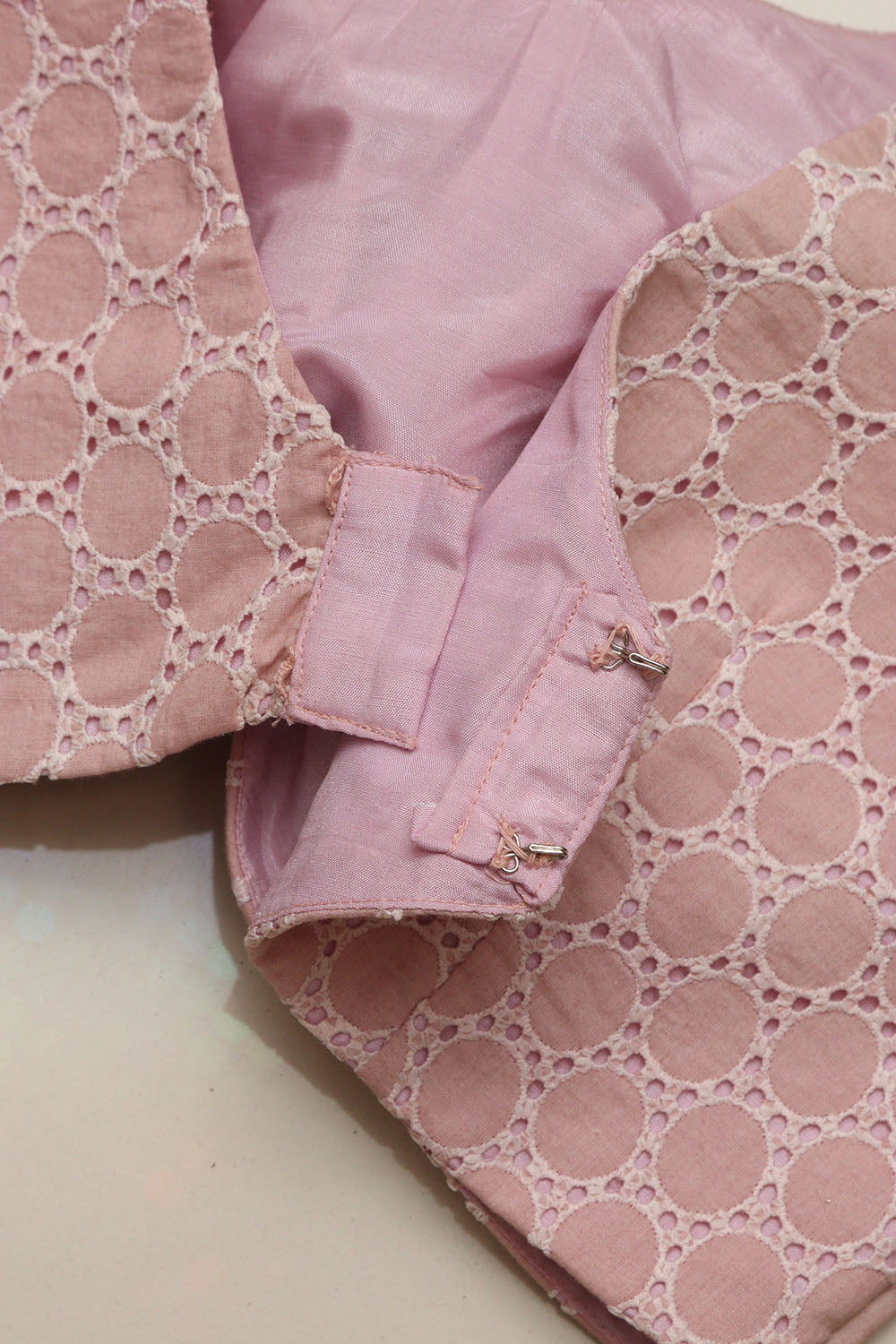 Pink Chikankari Cotton V Neck Padded Blouse - Luxurion World