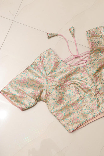 Elegant Pastel Banarasi Tanchui Silk Non Padded Blouse - Luxurion World