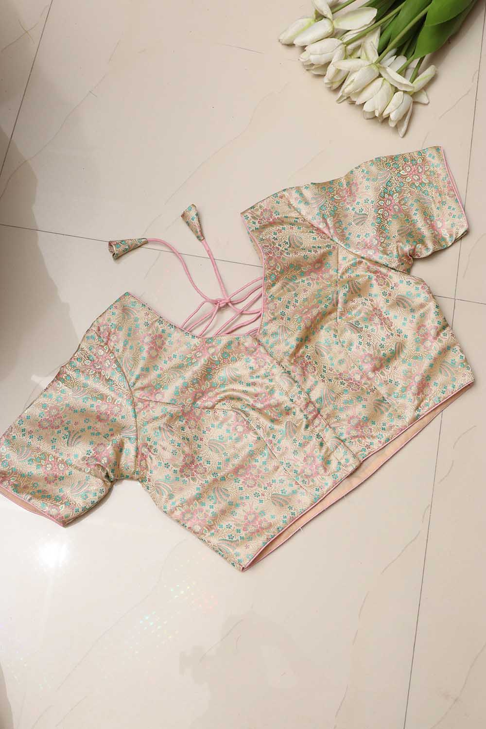 Elegant Pastel Banarasi Tanchui Silk Non Padded Blouse - Luxurion World