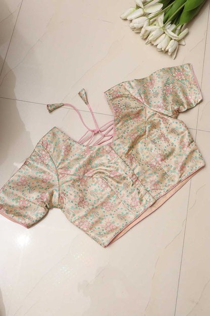 Elegant Pastel Banarasi Tanchui Silk Non Padded Blouse - Luxurion World