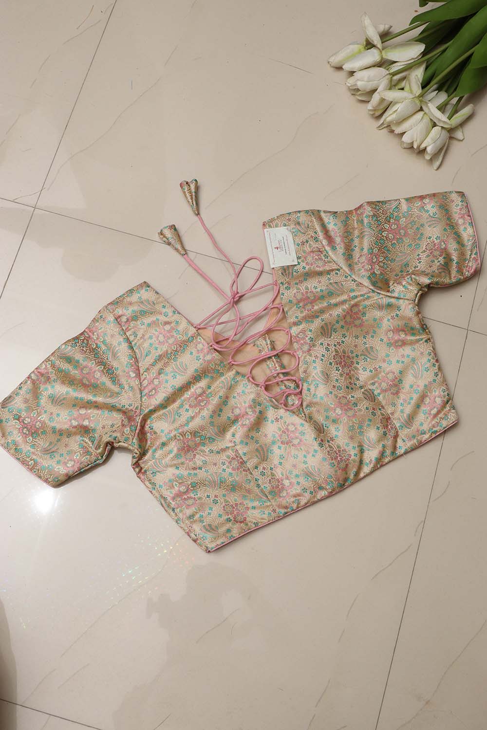 Elegant Pastel Banarasi Tanchui Silk Non Padded Blouse - Luxurion World