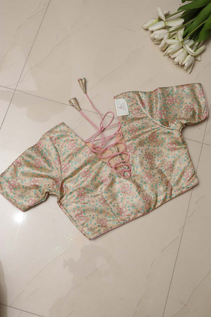 Elegant Pastel Banarasi Tanchui Silk Non Padded Blouse - Luxurion World