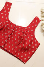 Stunning Red Banarasi Silk Small Booti Design Blouse - Luxurion World