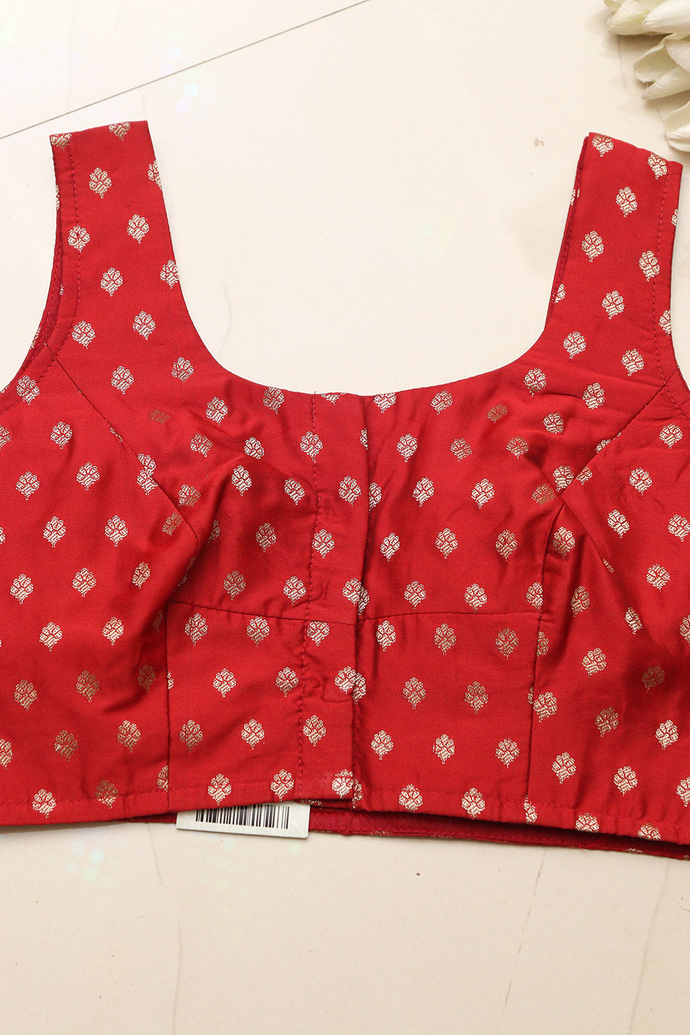 Stunning Red Banarasi Silk Small Booti Design Blouse - Luxurion World