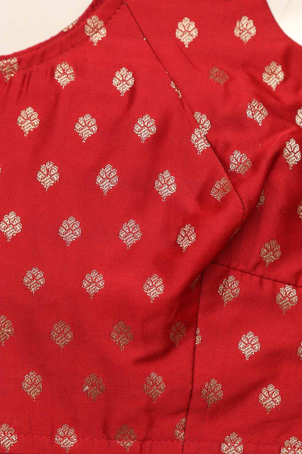 Stunning Red Banarasi Silk Small Booti Design Blouse - Luxurion World