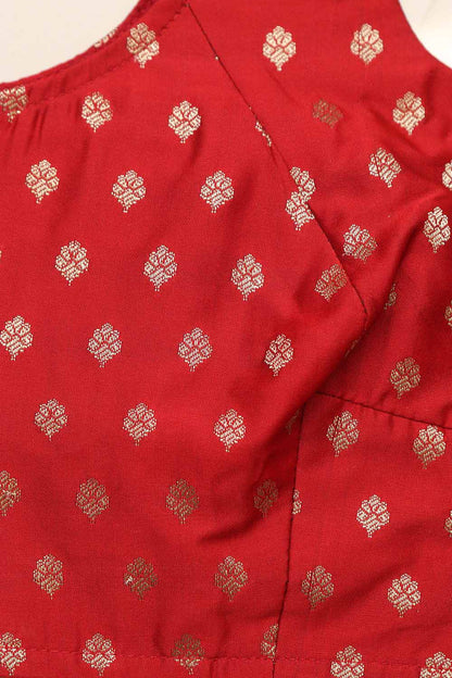 Stunning Red Banarasi Silk Small Booti Design Blouse - Luxurion World