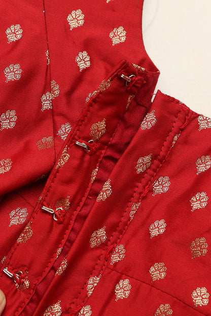 Stunning Red Banarasi Silk Small Booti Design Blouse - Luxurion World