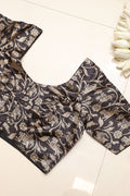 Black Shikargah Design Digital Printed Tussar Silk Blouse - Luxurion World