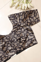 Black Shikargah Design Digital Printed Tussar Silk Blouse - Luxurion World