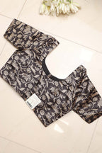 Black Shikargah Design Digital Printed Tussar Silk Blouse - Luxurion World