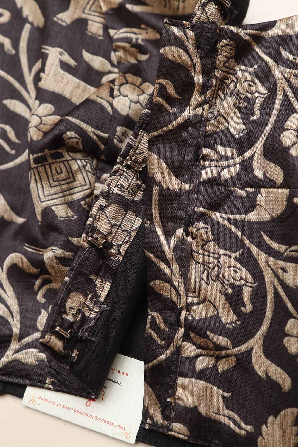 Black Shikargah Design Digital Printed Tussar Silk Blouse - Luxurion World