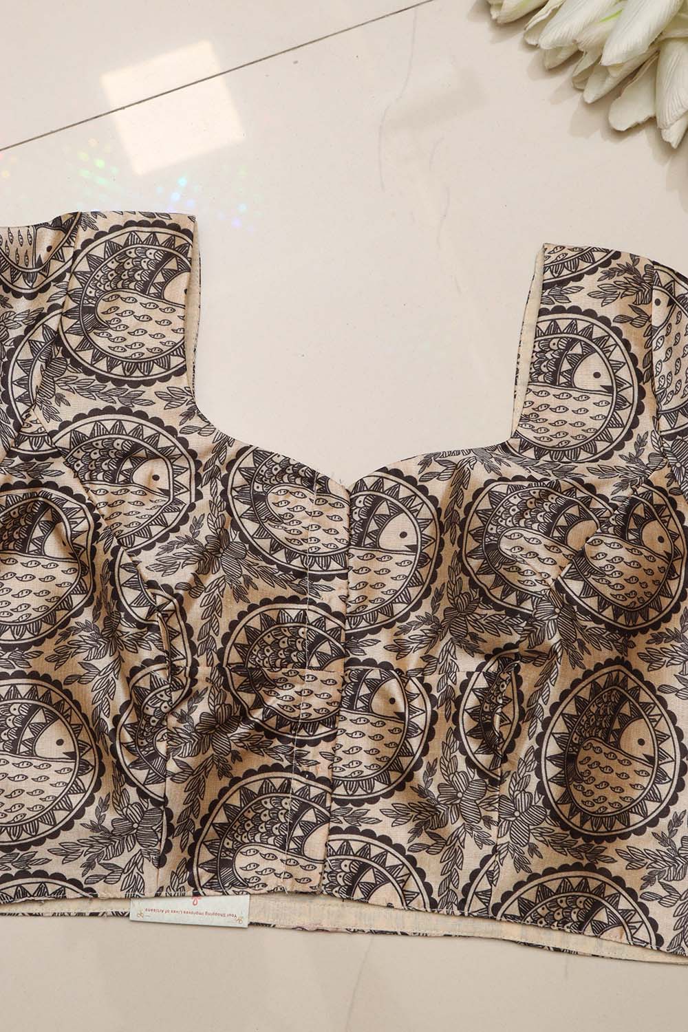 Pastel Madhubani Design Digital Printed Tussar Silk Blouse - Luxurion World