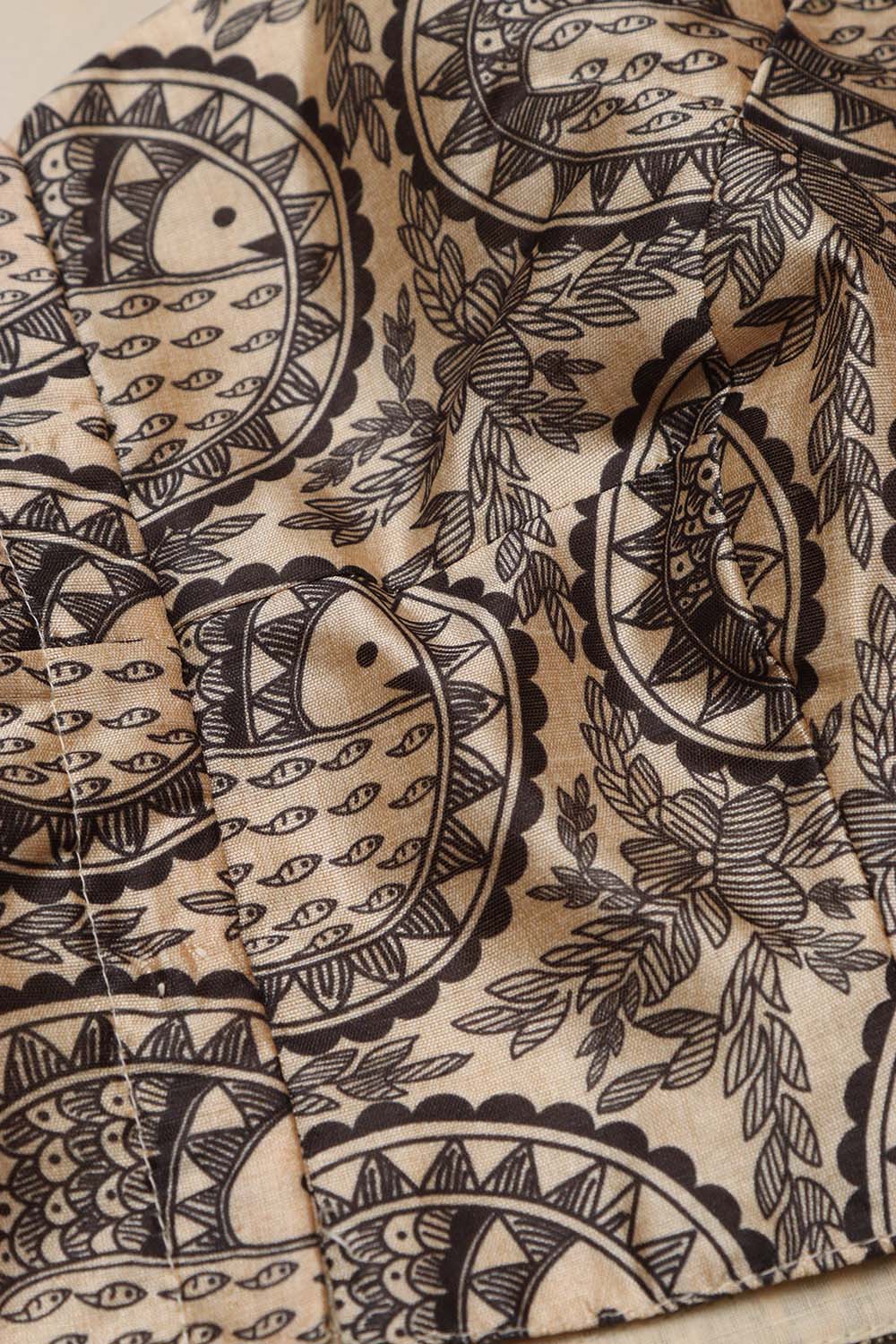 Pastel Madhubani Design Digital Printed Tussar Silk Blouse - Luxurion World