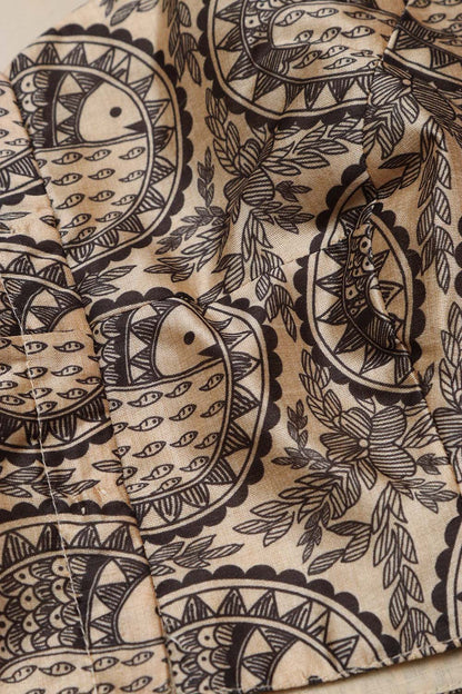 Pastel Madhubani Design Digital Printed Tussar Silk Blouse - Luxurion World