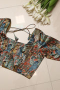 Multicolor Digital Printed Kalamkari Tussar Silk Blouse - Luxurion World