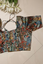 Multicolor Digital Printed Kalamkari Tussar Silk Blouse - Luxurion World
