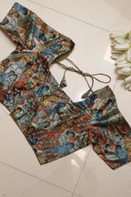 Multicolor Digital Printed Kalamkari Tussar Silk Blouse - Luxurion World