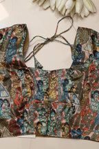 Multicolor Digital Printed Kalamkari Tussar Silk Blouse - Luxurion World
