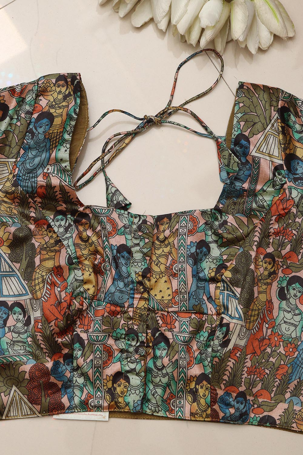Multicolor Digital Printed Kalamkari Tussar Silk Blouse - Luxurion World
