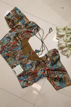 Multicolor Digital Printed Kalamkari Tussar Silk Blouse - Luxurion World