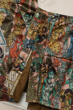 Multicolor Digital Printed Kalamkari Tussar Silk Blouse - Luxurion World