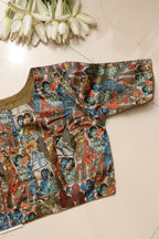 Multicolor Digital Printed Kalamkari Tussar Silk Blouse - Luxurion World