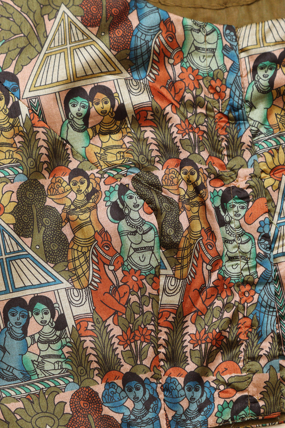 Multicolor Digital Printed Kalamkari Tussar Silk Blouse - Luxurion World