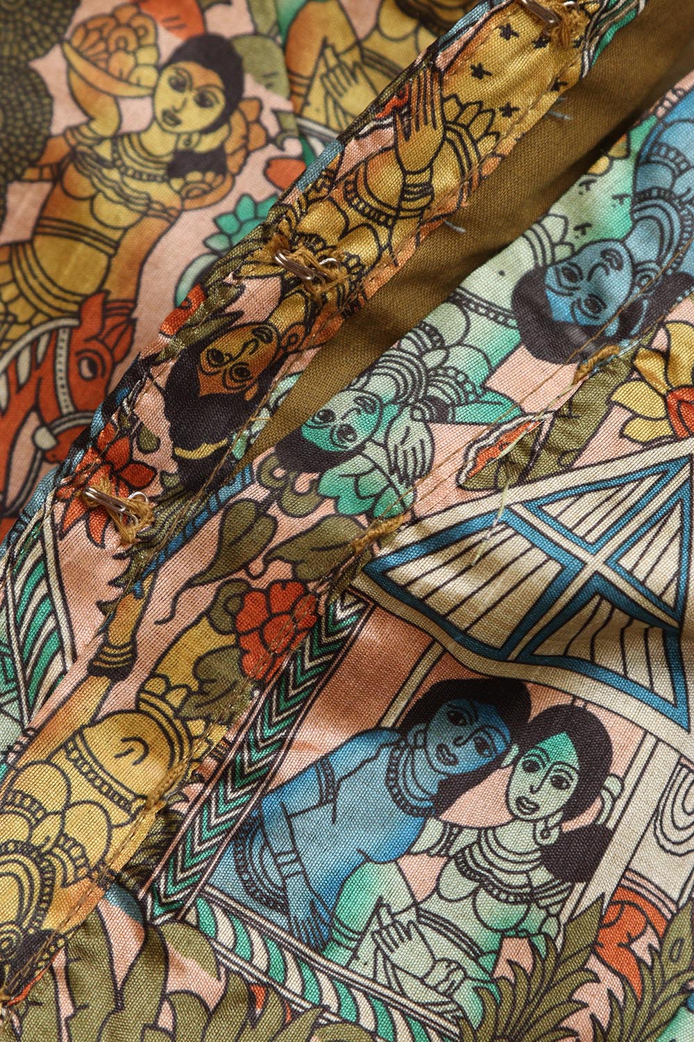 Multicolor Digital Printed Kalamkari Tussar Silk Blouse - Luxurion World