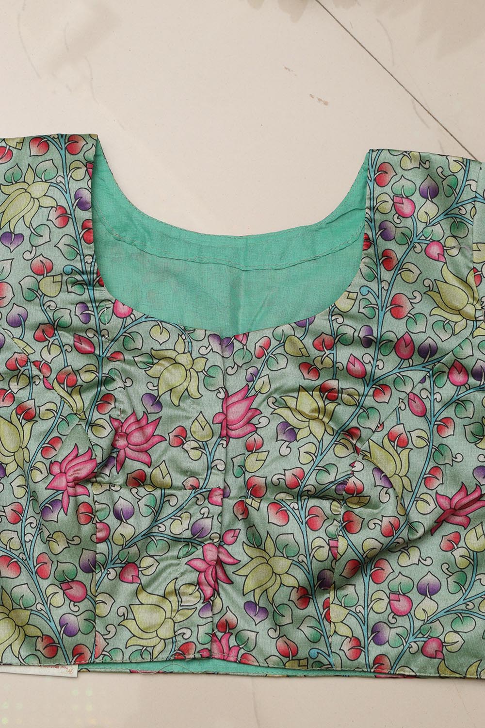 Stunning Green Digital Printed Kalamkari Tussar Silk Blouse - Luxurion World