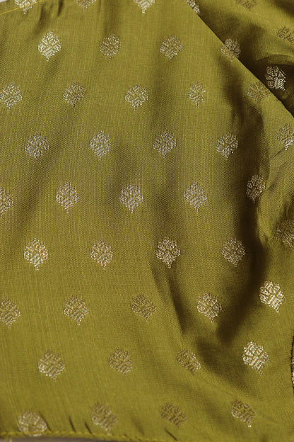Green Banarasi Silk Small Booti Design Non Padded Blouse - Luxurion World
