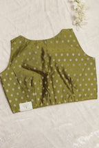 Green Banarasi Silk Small Booti Design Non Padded Blouse - Luxurion World