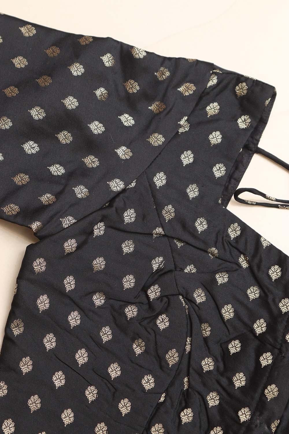 Elegant Black Banarasi Silk Small Booti Design Non Padded Blouse - Luxurion World